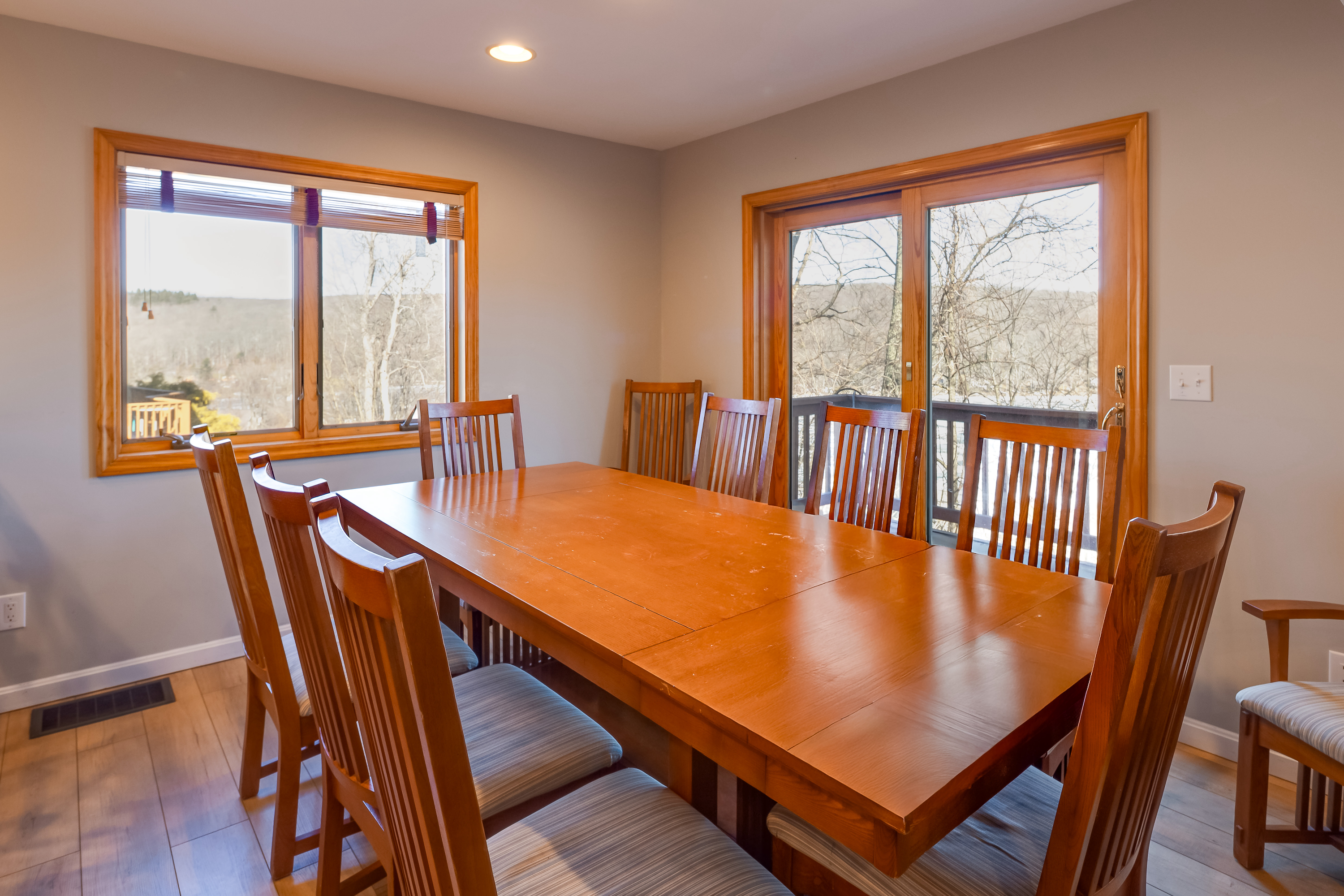 Dining room with mountain view