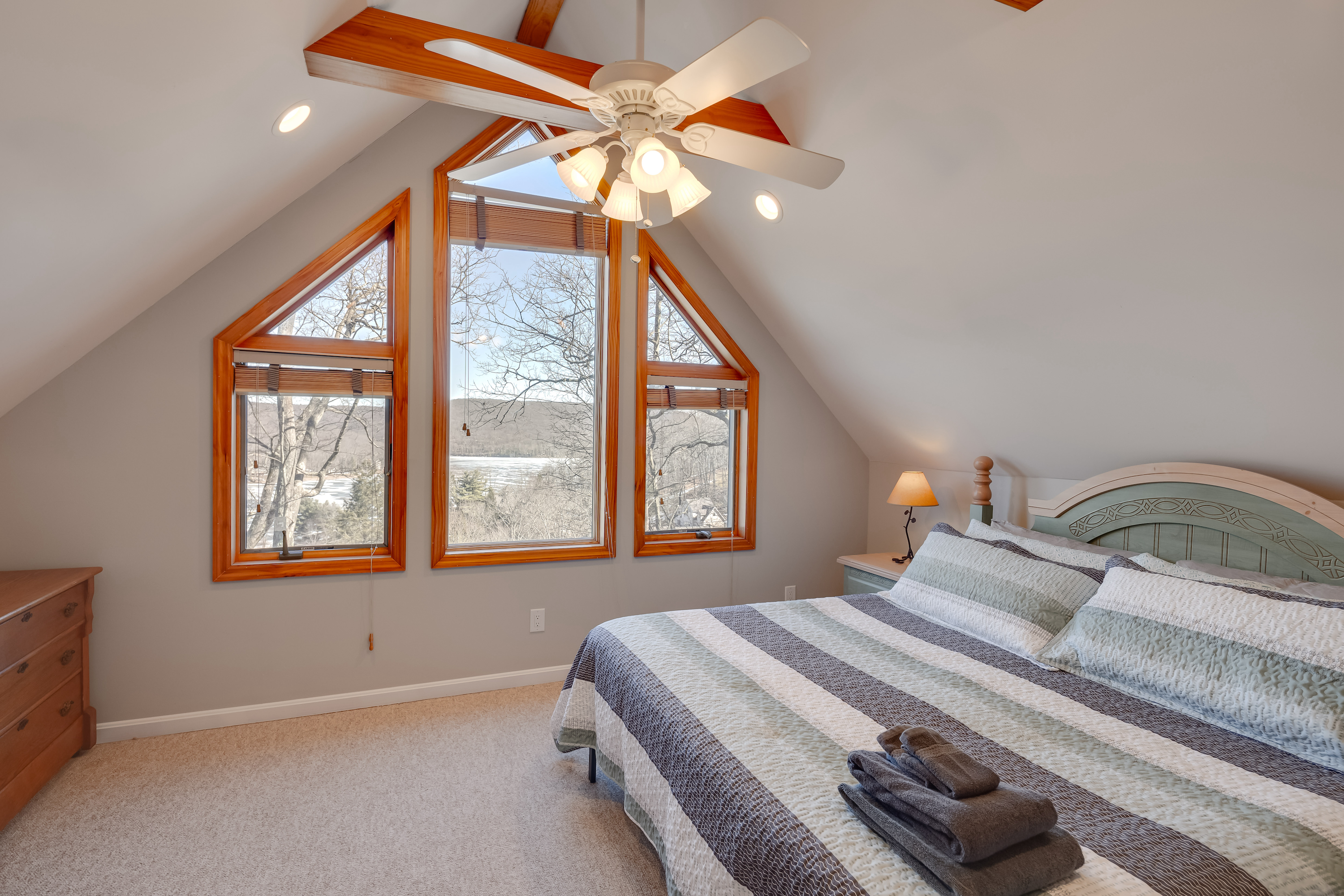 Triangular windows and exposed beams